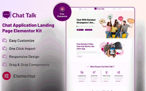 Chat Application Landing Page Elementor Kit