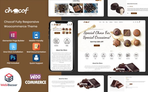 Chocof – Chocolate Sweets & Candy WordPress Elementor Theme WooCommerce Theme