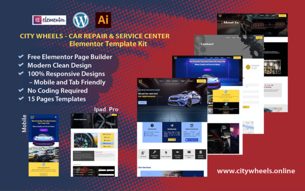 City Wheels – Car Repair and Service Center Elementor Kit