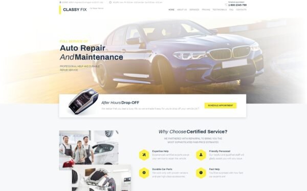 Classy Fix – Car Repair WordPress Elementor Theme WordPress Theme