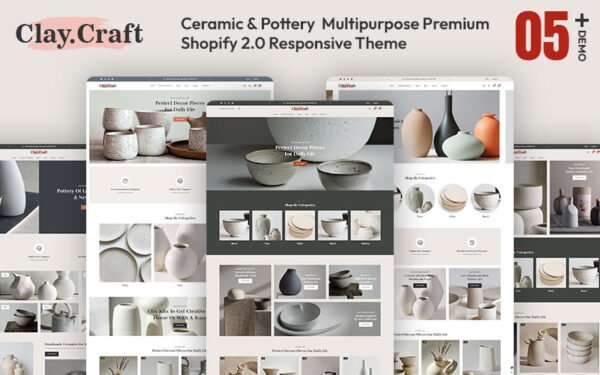 Claycraft – Handcrafted Ceramic & Home Decor Store Multipurpose Shopify 2.0 Responsive Theme Shopify Theme
