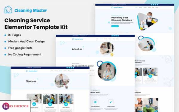 Cleaning Master – Cleaning Service Elementor Template Kit Elementor Kit