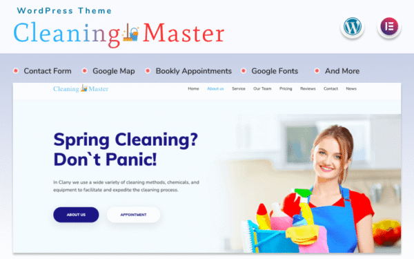 Cleaning Master – Landing page with Blog WordPress Theme