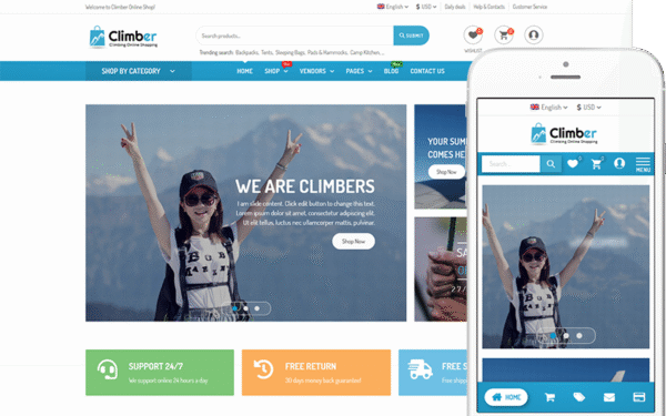 Climber – Multi Vendor Marketplace Theme WooCommerce Theme