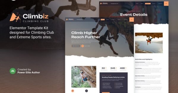 Climbiz – Climbing Club & Extreme Sports Elementor Template Kit