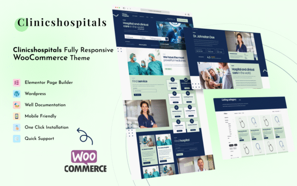 Clinics Hospitals – Medical & Hospitals Full Responsive Elementor Theme WooCommerce Theme