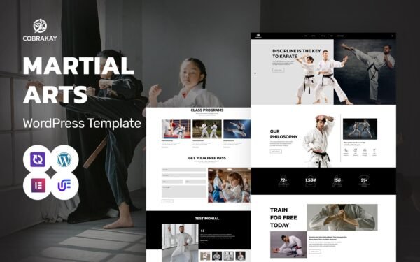 Cobra Kay – Martial Arts School And Training WordPress Elementor Theme WordPress Theme