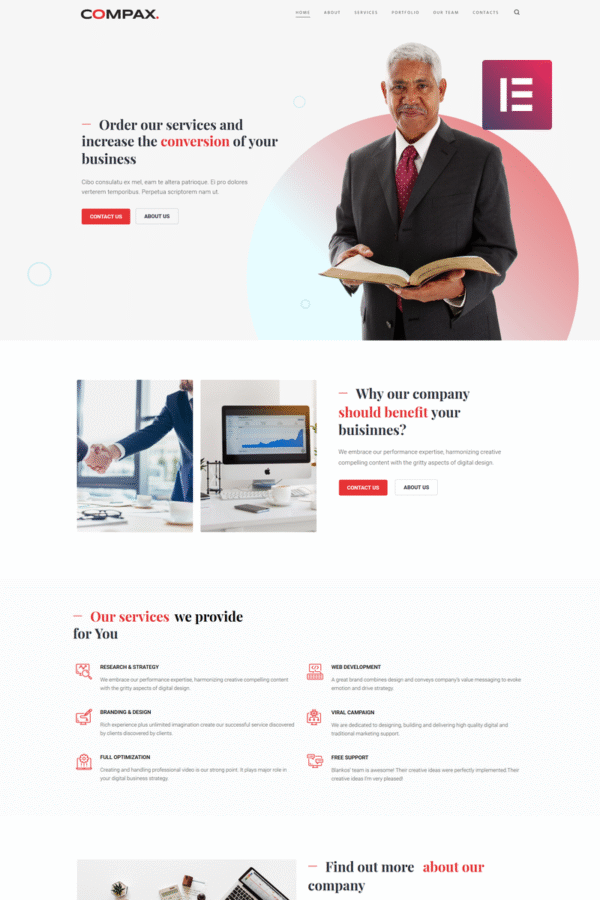 Compax – Minimal Creative Business WordPress Elementor Theme WordPress Theme