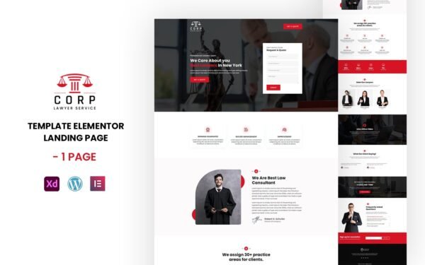 Corp Lawyer – Lawyer and Attorney Ready to Use Elementor Template Elementor Kit