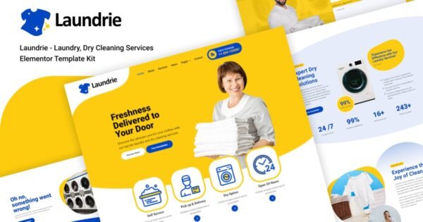 Laundrie – Laundry, Dry Cleaning Services Elementor Template Kit