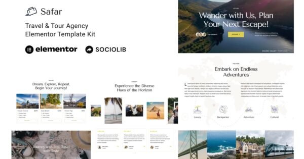 Safar – Travel & Tour Agency Elementor Template Kit
