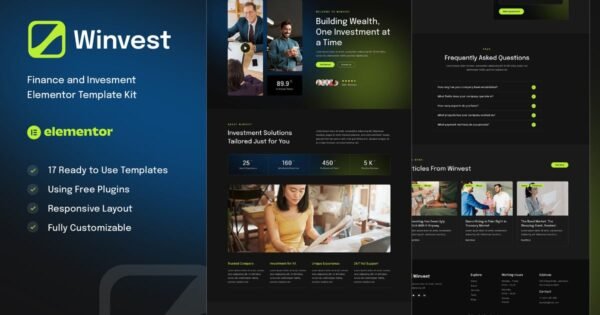 Winvest – Finance & Investment Elementor Template Kit