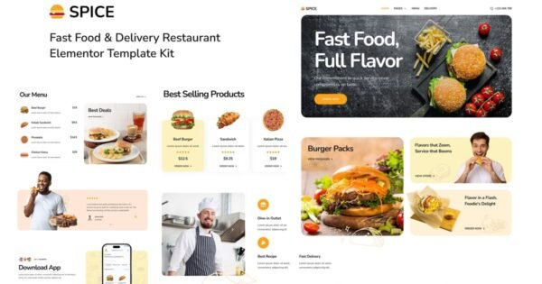 Spice – Fast Food & Delivery Restaurant Elementor Template Kit