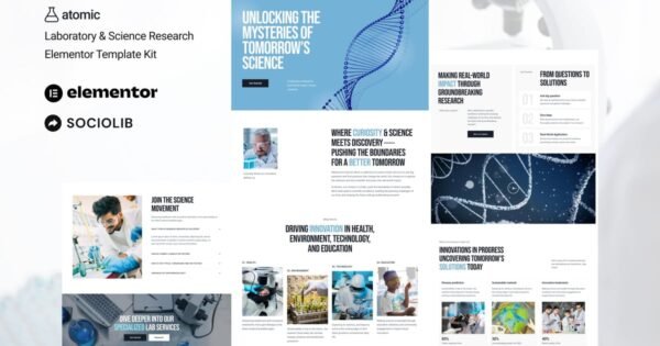 Atomic – Laboratory & Science Research Elementor Template Kit