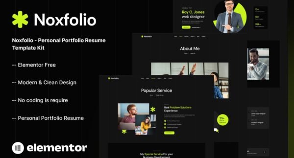 Noxfolio – Personal Portfolio Resume Elementor Template Kit