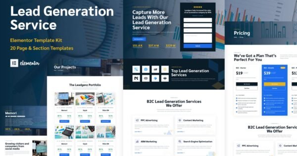 Leadgenz – Lead Generation & Sales Agency Elementor Pro Template Kit
