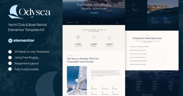 Odysea – Yacht Club & Boat Rental Elementor Template Kit