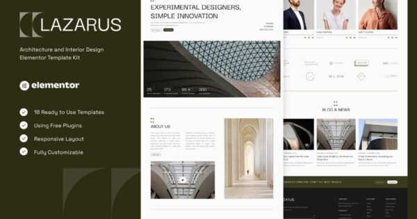 Lazarus – Architecture & Interior Design Elementor Template Kit