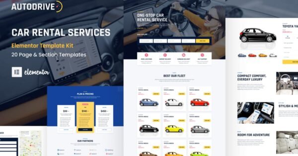 Autodrive – Car Rental & Dealer Elementor Template Kit