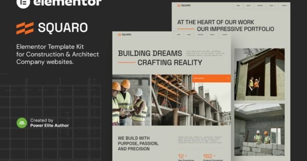 Squaro – Modern Construction & Architect Elementor Template Kit