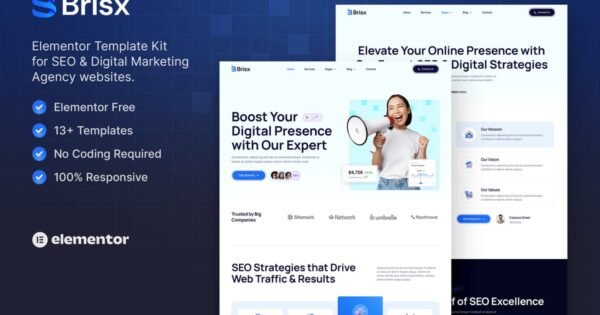 Brisx – SEO & Digital Marketing Agency Elementor Template Kit