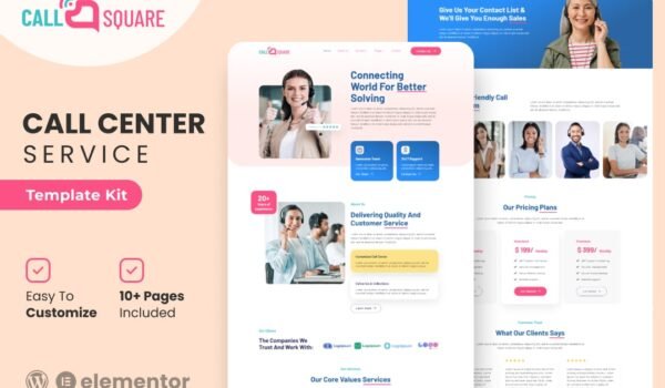 Call Square – Call Center & Support Company Elementor Template Kit