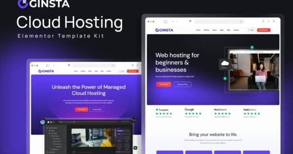 Ginsta – Cloud Hosting Company Elementor Template Kit