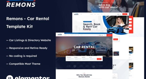 Remons – Car Rental Elementor Template Kit