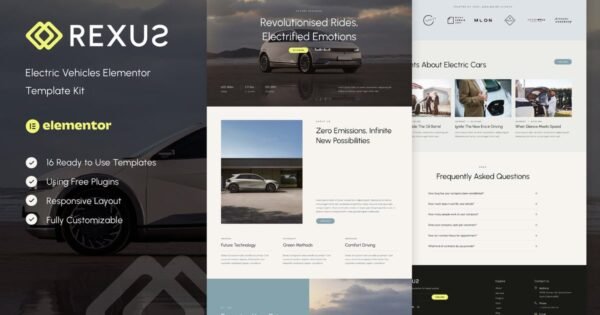 Rexus – Electric Vehicles Elementor Template Kit