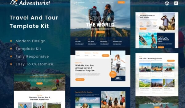Adventurist – Travel & Tourism Agency Elementor Template Kit