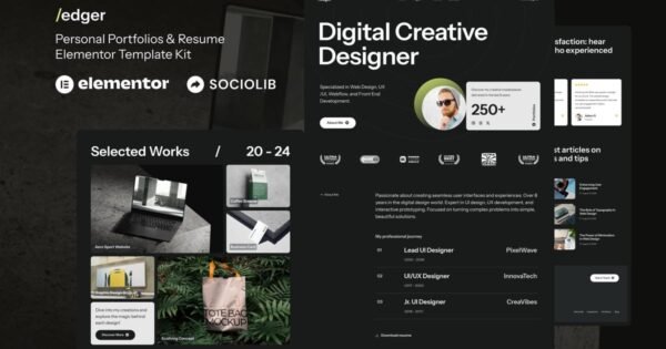 Edger – Personal Portfolios & Resume Elementor Template Kit