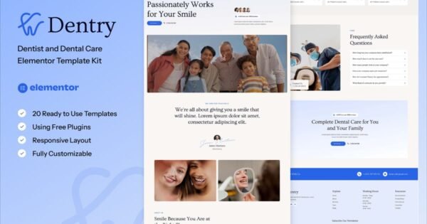 Dentry – Dentist & Dental Care Elementor Template Kit