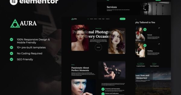 Aura – Photography & Portfolio Elementor Template Kit