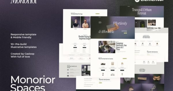 Monorior Space – Gradient Interior Elementor Template Kit