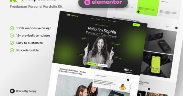 KitPersona – Freelancer Personal Portfolio Elementor Template Kit