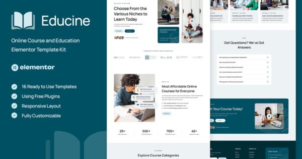 Educine – Online Course & Education Elementor Template Kit