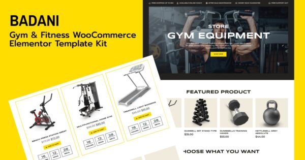 Badani – Gym Fitness Equipment Shop & Store WooCommerce Elementor Pro Template Kit
