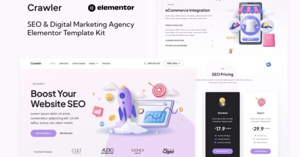 Crawler – SEO & Digital Marketing Agency Elementor Template Kit