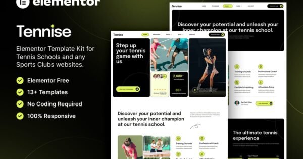 Tennise – Tennis School & Sports Club Elementor Template Kit