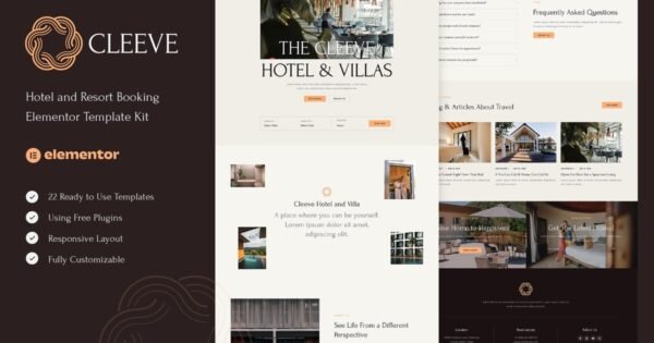 Cleeve – Hotel and Resort Booking Elementor Template Kit