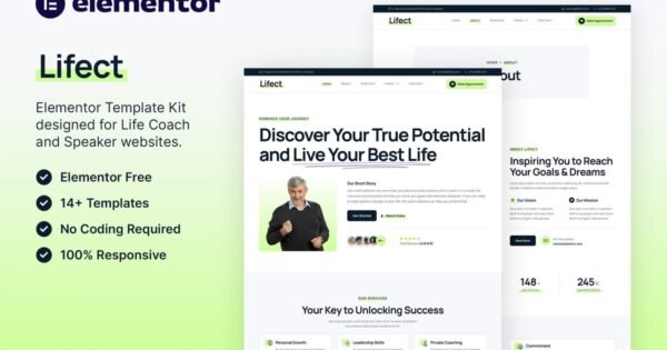 Lifect – Life Coach & Speaker Elementor Template Kit