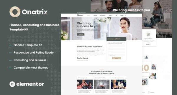 Onatrix – Finance Consulting & Business Elementor Template Kit