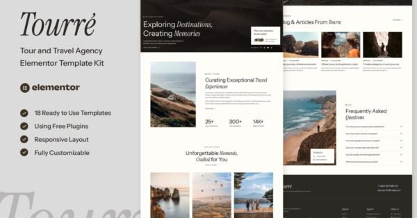 Tourre – Travel & Tour Agency Elementor Template Kit
