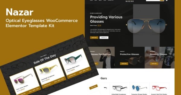 Nazar – Optical Eyewear WooCommerce Store Elementor Pro Template Kit