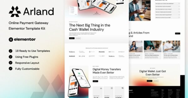 Arland – Online Payment Gateway Elementor Template Kit