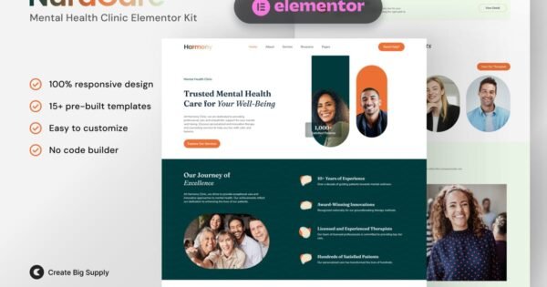 NuraCare – Mental Health Clinic Elementor Template Kit