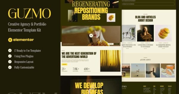 Guzmo – Creative Agency & Portfolio Elementor Template Kit