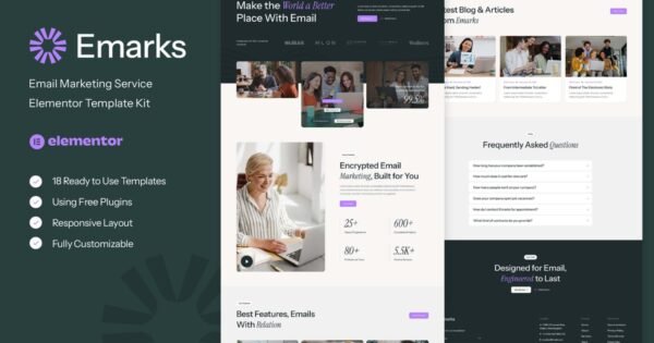 Emarks – Email Marketing Service Elementor Template Kit
