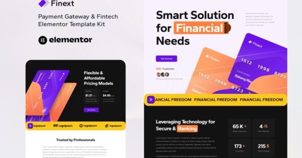 Finext – Payment Gateway & Fintech Elementor Template Kit