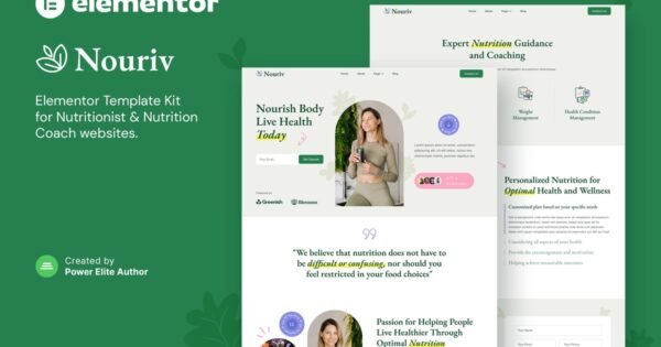 Nouriv – Nutrition Coach & Nutritionist Elementor Template Kit